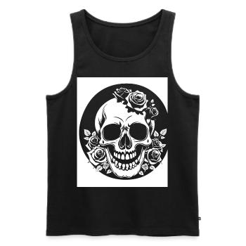 Horreur Crâne Crâne Art Crâne Gothique Heavy Metal - Débardeur bio Premium Homme - noir - Devant - AI Model Male 178 light (178cm)