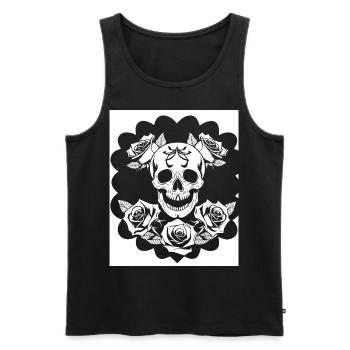 Horror Schädel Schädel Kunst Schädel Gothic Heavy Metal - Männer Premium Bio Tank Top - Schwarz - Vorne - Michal (187cm)