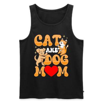 Chat et chien Maman Chiens Amoureux des chats - Débardeur bio Premium Homme - noir - Devant - Michal (187cm)