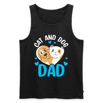 Cat And Dog Dad Dogs Cats Lover - Men's Premium Organic Tank Top - black - Front - Michal (187cm)