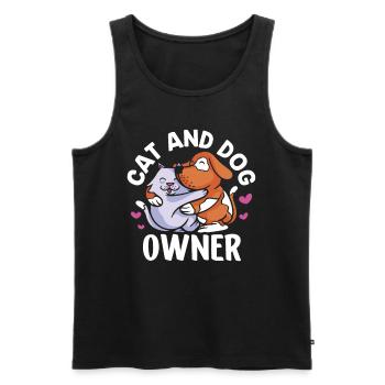 Chats et propriétaires de chiens Propriétaires Chiens Chien Chat - Débardeur bio Premium Homme - noir - Devant - Michal (187cm)