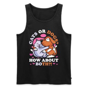 Cats or dogs, how about both cats - Men's Premium Organic Tank Top - black - Front - AI Model Male 178 light (178cm)