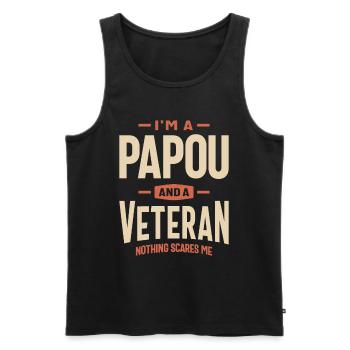 Fearless Papou - Veteran and Proud - Men's Premium Organic Tank Top - black - Front - AI Model Male 178 light (178cm)
