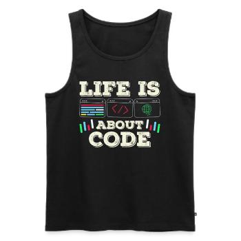 Im Leben Geht Es Um Code Coder Coding - Männer Premium Bio Tank Top - Schwarz - Vorne - AI Model Male 178 light (178cm)