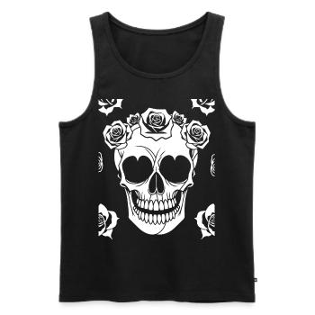 Horreur Crâne Crâne Art Crâne Gothique Heavy Metal - Débardeur bio Premium Homme - noir - Devant - AI Model Male 178 light (178cm)