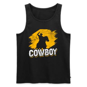 Cowboy Cowboys Sprüche Süß Texas - Männer Premium Bio Tank Top - Schwarz - Vorne - Michal (187cm)