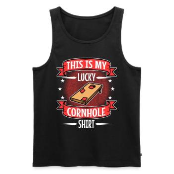 C’est ma chemise porte-bonheur en cornhole - Débardeur bio Premium Homme - noir - Devant - Michal (187cm)