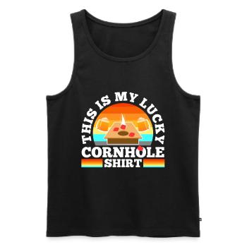 C’est ma chemise porte-bonheur en cornhole - Débardeur bio Premium Homme - noir - Devant - Michal (187cm)