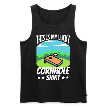 C’est ma chemise porte-bonheur en cornhole - Débardeur bio Premium Homme - noir - Devant - Michal (187cm)