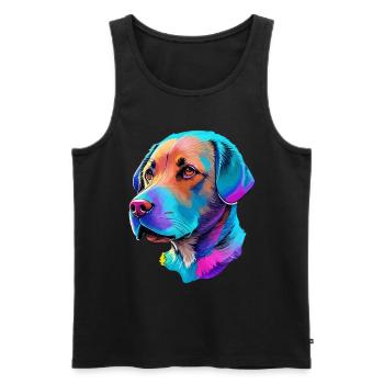 Coloré Labrador Dog Illustration Dog Love - Débardeur bio Premium Homme - noir - Devant - AI Model Male 178 light (178cm)