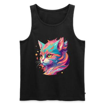 Cartoon Cat Cute gift with cat love - Men's Premium Organic Tank Top - black - Front - Michal (187cm)