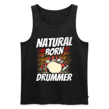 Un batteur né, batteur, batteur, kit de batterie - Débardeur bio Premium Homme - noir - Devant - Michal (187cm)