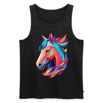 Cheval Pony Design Cheval avec des couleurs colorées - Débardeur bio Premium Homme - noir - Devant - Michal (187cm)