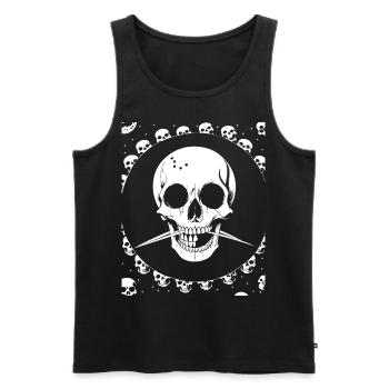 Horreur Crâne Crâne Art Crâne Gothique Heavy Metal - Débardeur bio Premium Homme - noir - Devant - AI Model Male 178 light (178cm)