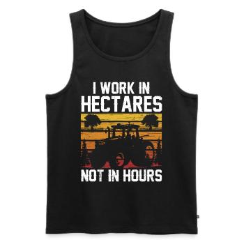Je travaille en hectares, pas en heures, agriculteur - Débardeur bio Premium Homme - noir - Devant - AI Model Male 178 light (178cm)