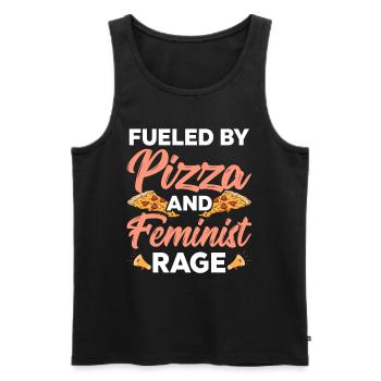 Driven by pizza and feminist anger - Men's Premium Organic Tank Top - black - Front - AI Model Male 178 light (178cm)