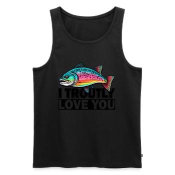 I Troutly Love Trout Fishing - Retro Fly Fishing - Männer Premium Bio Tank Top - Schwarz - Vorne - Michal (187cm)