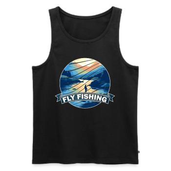 Trout Fly Fishing in the River Retro Fly Fishing - Männer Premium Bio Tank Top - Schwarz - Vorne - Michal (187cm)