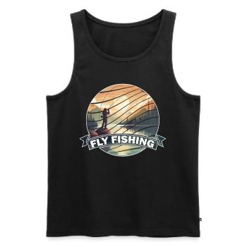 Trout Fly Fishing in the River - Vintage Inspired - Männer Premium Bio Tank Top - Schwarz - Vorne - Michal (187cm)