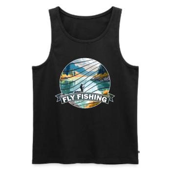 Trout Fly Fishing in the River - Retro Fly Fishing - Männer Premium Bio Tank Top - Schwarz - Vorne - Michal (187cm)