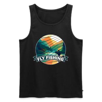 Trout Fly Fishing in the River Vintage-Inspired - Männer Premium Bio Tank Top - Schwarz - Vorne - Michal (187cm)