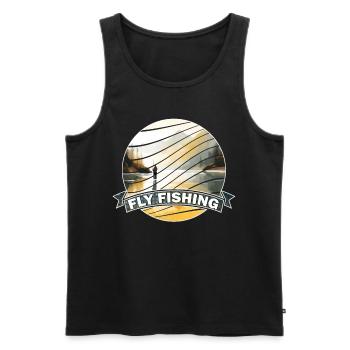 Trout Fly Fishing in the River Retro Inspired - Männer Premium Bio Tank Top - Schwarz - Vorne - Michal (187cm)