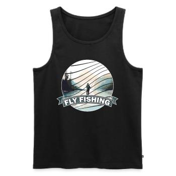 Trout Fly Fishing in the River - Retro Fly Fishing - Männer Premium Bio Tank Top - Schwarz - Vorne - Michal (187cm)