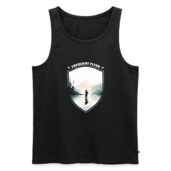 Black and White Fly Fishing Frequent Flyer An - Männer Premium Bio Tank Top - Schwarz - Vorne - Michal (187cm)