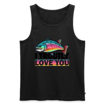 I Troutly Love Rainbow Trout Fishing - Vintage Fly - Männer Premium Bio Tank Top - Schwarz - Vorne - Michal (187cm)