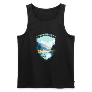 Fly Fishermen Standing in Ice Cold Mountain Creek - Männer Premium Bio Tank Top - Schwarz - Vorne - AI Model Male 178 light (178cm)