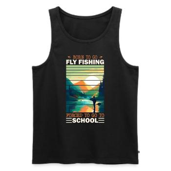 Retro Born to go Fly Fishing, Forced to go to - Männer Premium Bio Tank Top - Schwarz - Vorne - Michal (187cm)