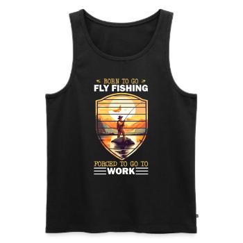 Forced to Work: Retro Fly Fishing at Mountain Lake - Männer Premium Bio Tank Top - Schwarz - Vorne - AI Model Male 178 light (178cm)
