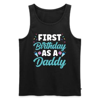 Premier anniversaire en tant que papa papa père fête - Débardeur bio Premium Homme - noir - Devant - AI Model Male 178 light (178cm)