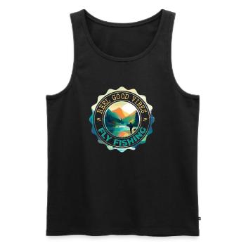 Fly Fishing Reel Good Vibes On the Shore of - Männer Premium Bio Tank Top - Schwarz - Vorne - Michal (187cm)