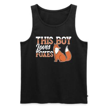 This boy loves foxes fox animal lover - Men's Premium Organic Tank Top - black - Front - AI Model Male 178 light (178cm)