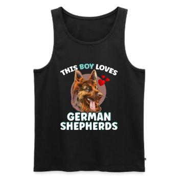 Ce garçon aime le chien de berger allemand mignon - Débardeur bio Premium Homme - noir - Devant - Michal (187cm)