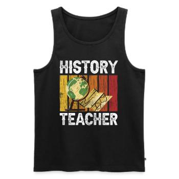 History teacher, teacher, history, historian - Men's Premium Organic Tank Top - black - Front - AI Model Male 178 light (178cm)