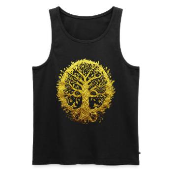 Goldener Yggdrasil Baum des Lebens Spiritualität - Männer Premium Bio Tank Top - Schwarz - Vorne - Michal (187cm)