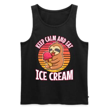 Keep calm and eat ice cream - Men's Premium Organic Tank Top - black - Front - AI Model Male 178 light (178cm)