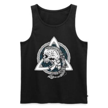 Occult Viking Witches Symbol Runes Skull Triskel - Men's Premium Organic Tank Top - black - Front - Michal (187cm)