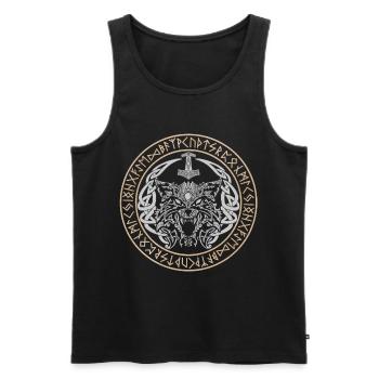 Fenris Wolf Vikings Celtic knots Fenrir Runes - Men's Premium Organic Tank Top - black - Front - Michal (187cm)