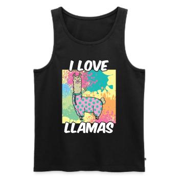 I love llamas llama animal llama sayings - Men's Premium Organic Tank Top - black - Front - Michal (187cm)