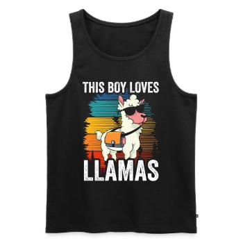 This boy loves llama's sayings llama llama animal - Men's Premium Organic Tank Top - black - Front - Michal (187cm)