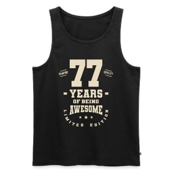 77 Years Old Inspiring - 77th Birthday - Men's Premium Organic Tank Top - black - Front - AI Model Male 178 light (178cm)
