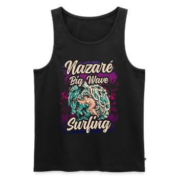 Nazaré Big Wave Surfing Waves Surfer Surfing - Men's Premium Organic Tank Top - black - Front - Michal (187cm)