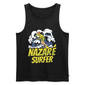 Nazaré Surfer Wellen Surfen Surfing - Männer Premium Bio Tank Top - Schwarz - Vorne - AI Model Male 178 light (178cm)