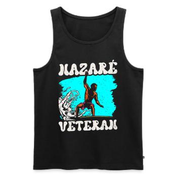 Nazaré Veteran Surfer Waves Surfing Surfing - Men's Premium Organic Tank Top - black - Front - Michal (187cm)