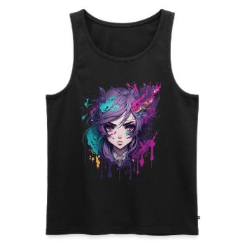 Anime Manga Figure Kawaii Otaku Japan Chibi Design - Men's Premium Organic Tank Top - black - Front - Michal (187cm)