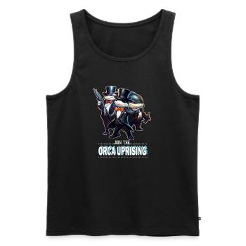 Join the Orca Uprising - Empowering Orca - Männer Premium Bio Tank Top - Schwarz - Vorne - AI Model Male 178 light (178cm)