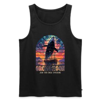 Join the Orca Uprising - Orcageddon: Whale - Männer Premium Bio Tank Top - Schwarz - Vorne - AI Model Male 178 light (178cm)